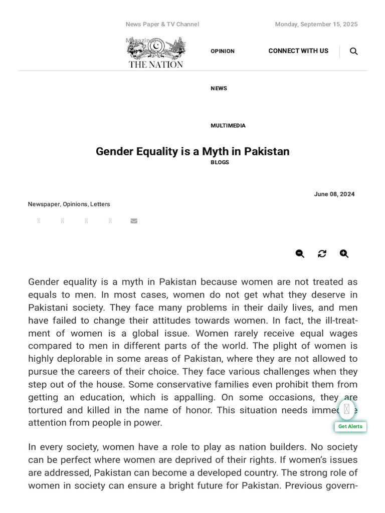 Gender Equality Is A Myth in Pakistan | PDF | Pakistan | Gender Studies