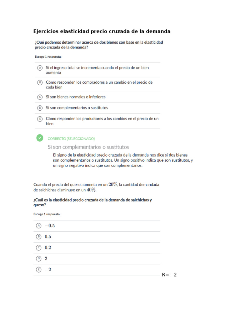 Ejercicios Elasticidad Precio Cruzada de La Demanda | PDF