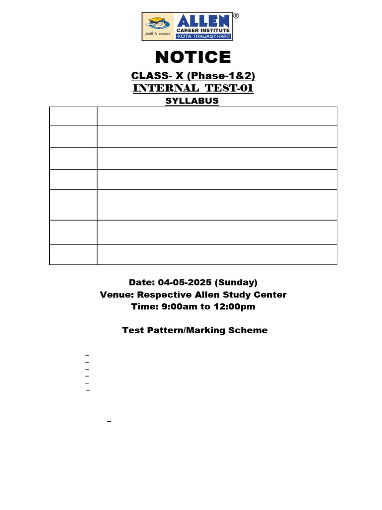 Notice: Internal TEST-01 | PDF
