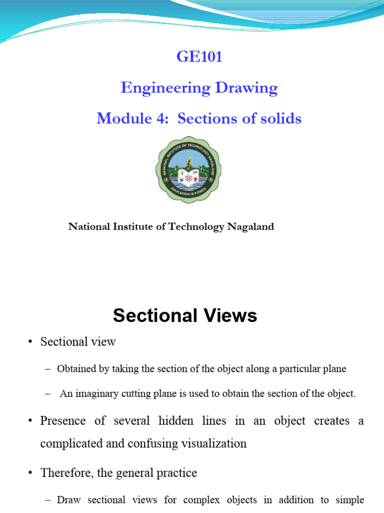 CE101 Lec7 Sections of Solids | PDF | Ellipse | Shape