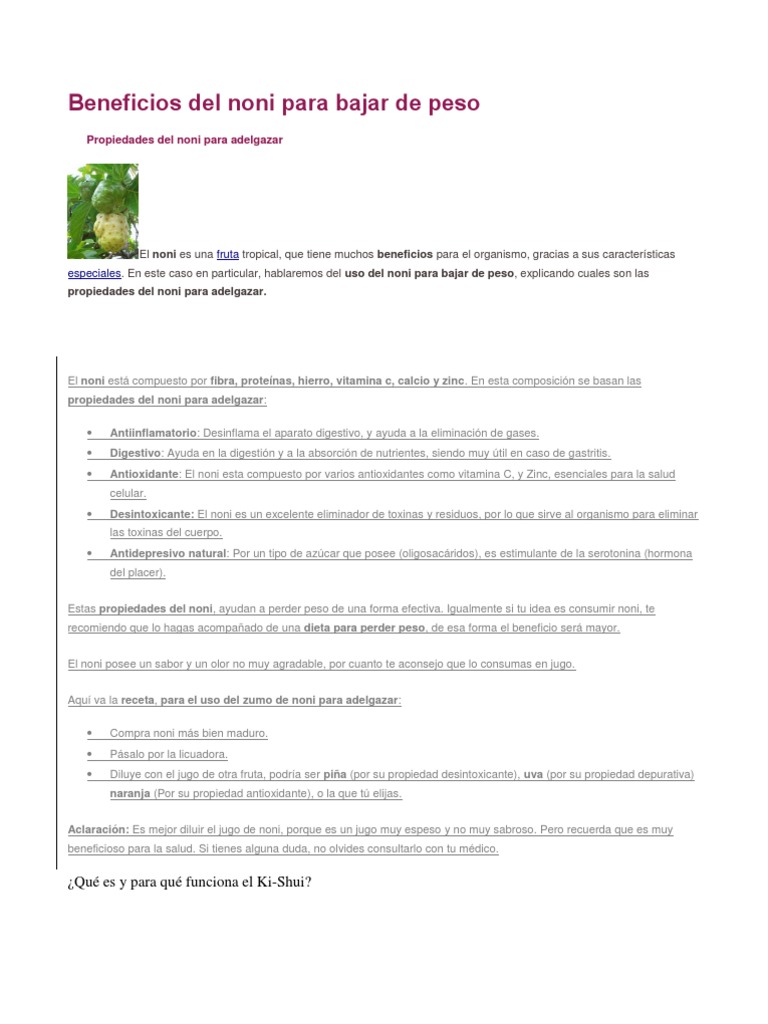 Beneficios Del Noni para Bajar de Peso PDF China Política mundial
