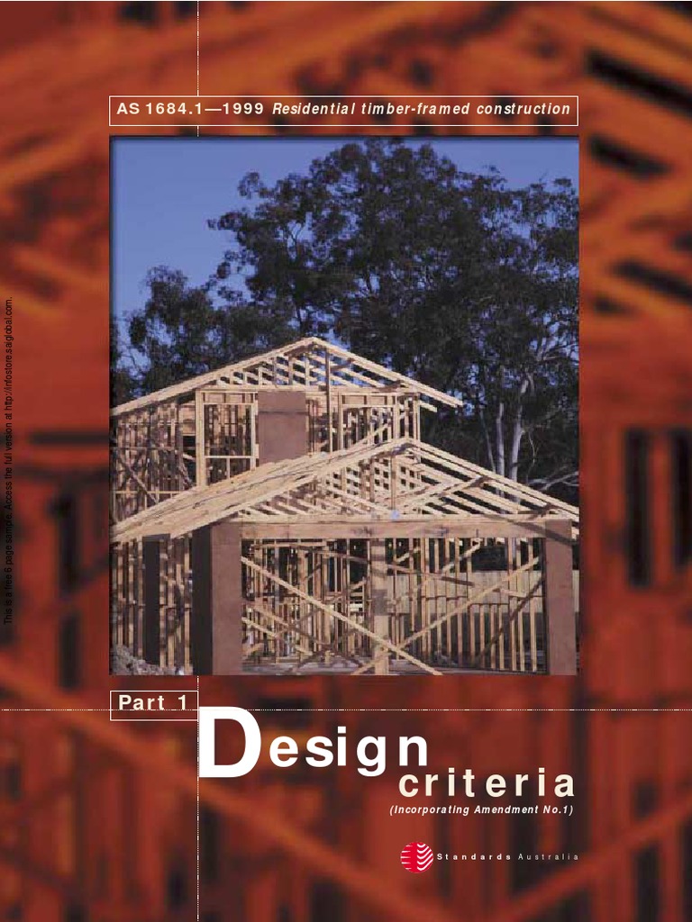 As 1684.1-1999 Residential Timber-Framed Construction Design Criteria ...