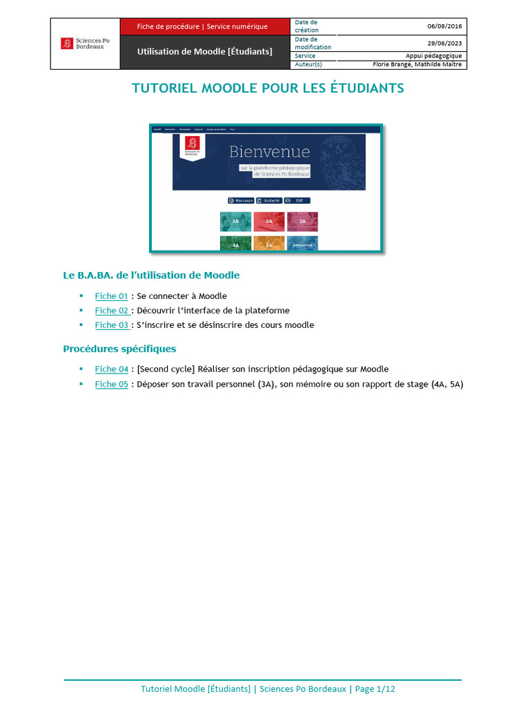 Tutoriel Moodle pour Étudiants à Sciences Po | PDF | Moodle | Internet