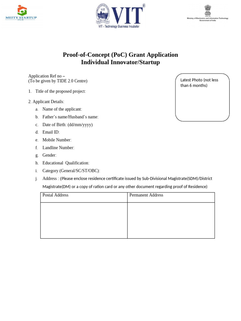 VITTBI-TIDE 2.0 Centre PoC Grant Application | PDF
