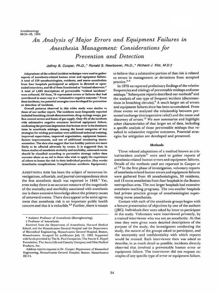 An Analysis of Major Errors and Equipment Fail | PDF