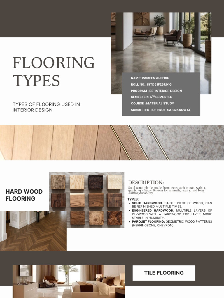 Types of Flooring for Interior Design | PDF | Flooring | Tile
