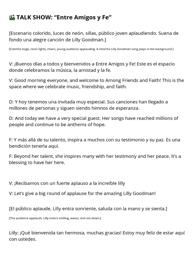 TALK SHOW “Entre Amigos y Fe” | PDF