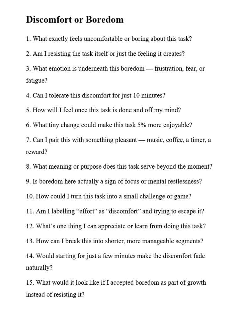 Discomfort or Boredom | PDF