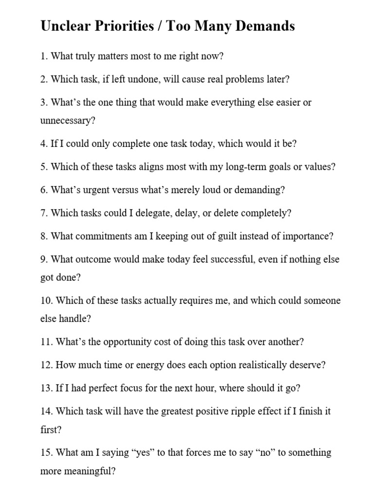Unclear Priorities or Too Many Demands | PDF