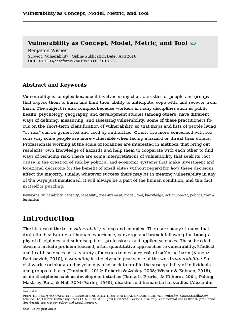 Understanding Vulnerability: Concepts & Tools | PDF | Vulnerability ...