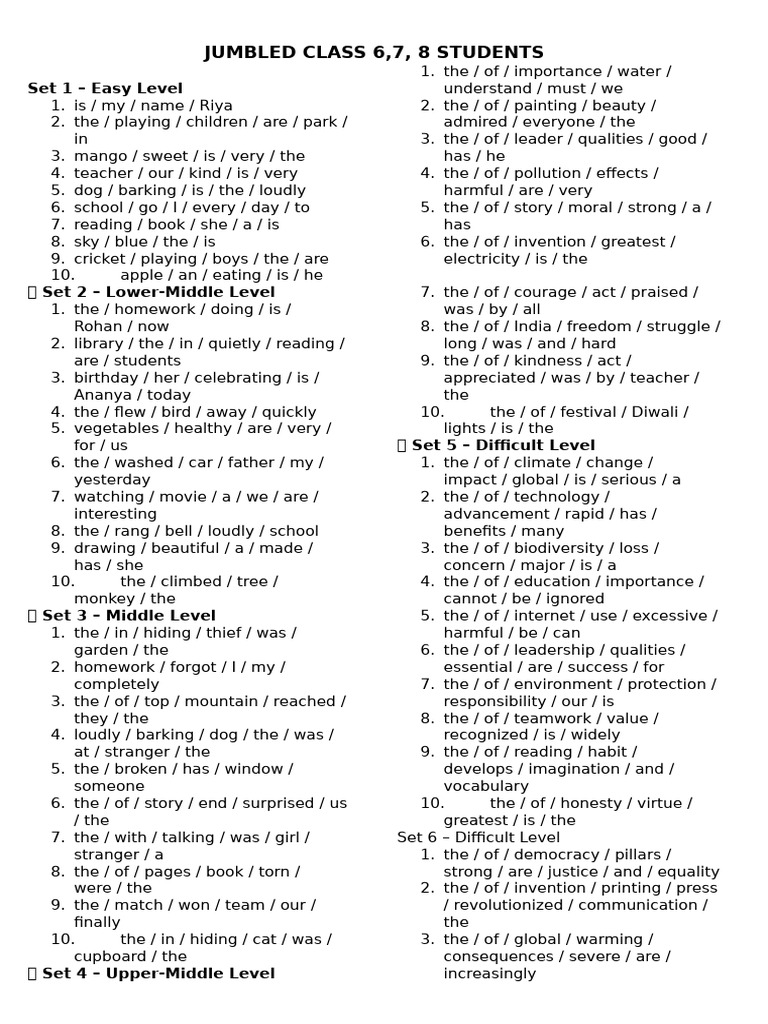 Jumbled sentences for 678 | PDF | Natural Environment