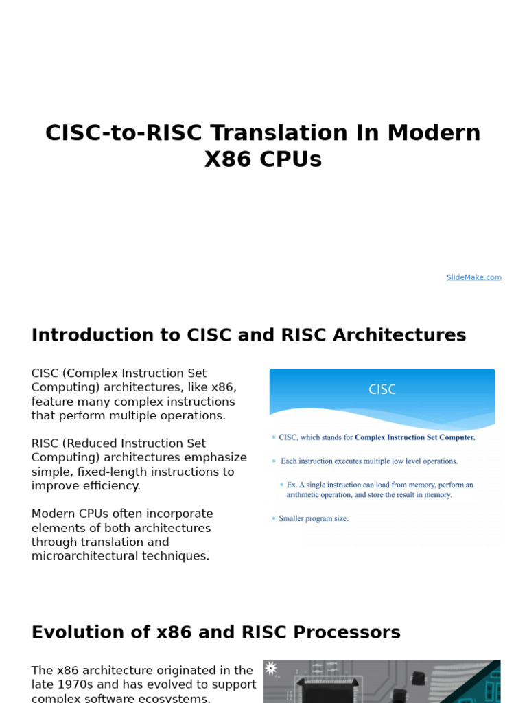 CISC-To-RISC Translation in Modern X86 CPUs | PDF | Central Processing ...