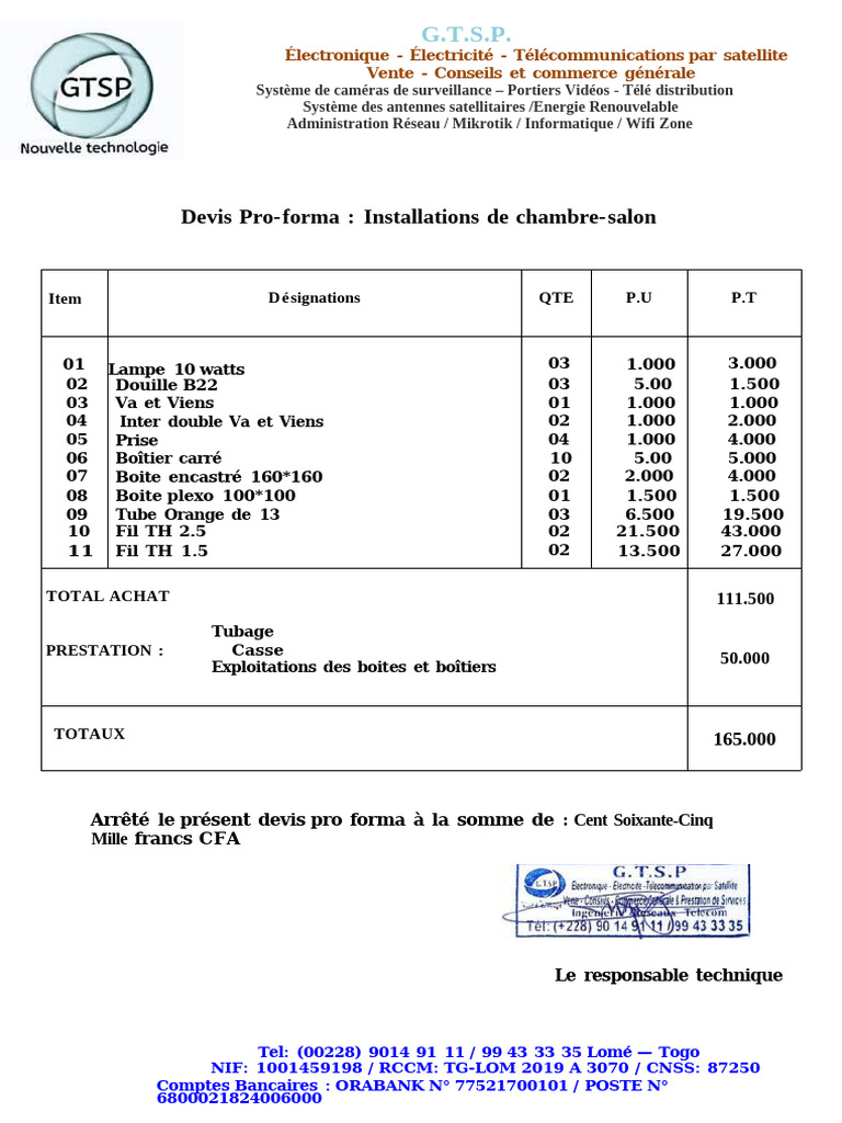 Devis Pro Forma Électronique et Électricité | PDF | Électronique ...