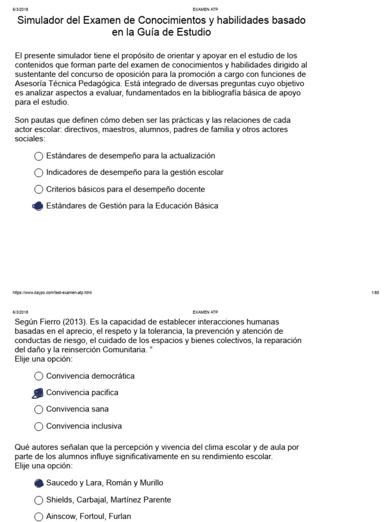 Simulador de Examen ATP para Docentes | PDF | Aprendizaje | Plan de ...