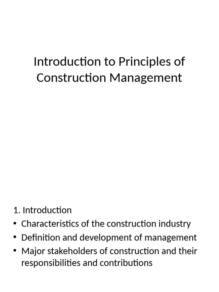 Principles of Construction Management Overview | PDF | Project ...