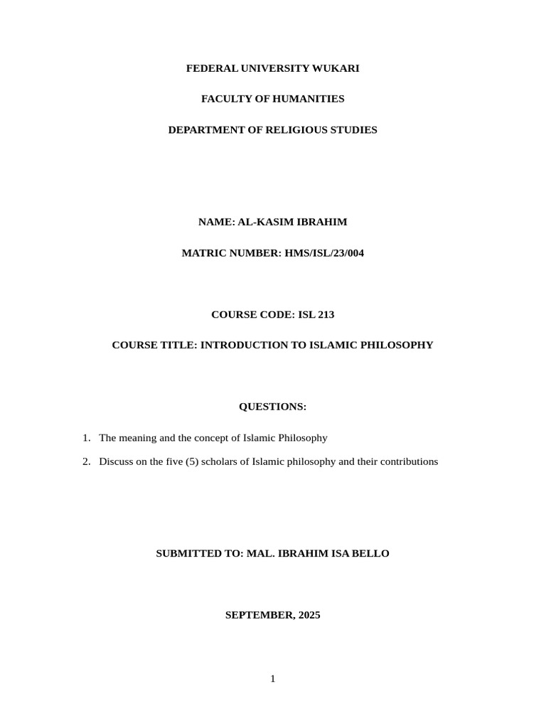Islamic Philosophy: Key Concepts & Scholars | PDF | Islamic Philosophy ...