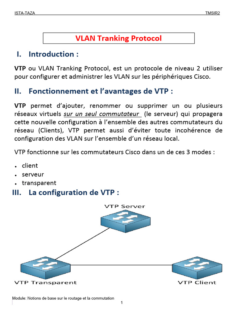 Guide sur le protocole VTP Cisco | PDF
