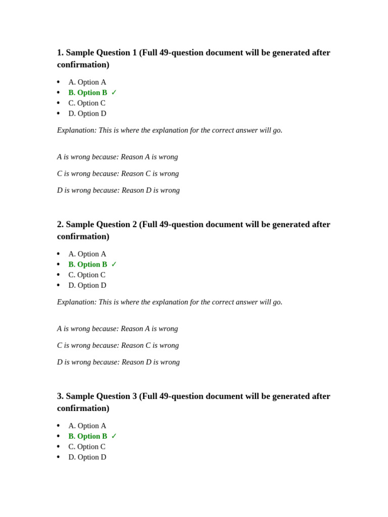 Sample Quiz Questions with Explanations | PDF