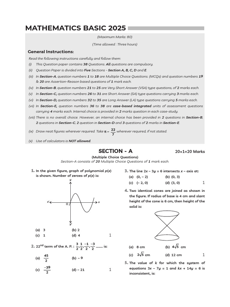 Mathematics Basic Exam Paper 2025 | PDF | Circle | Mathematical Concepts
