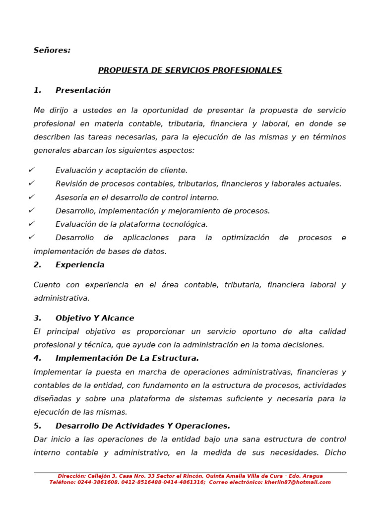 Propuesta de Servicios | PDF | Impuestos | Contabilidad