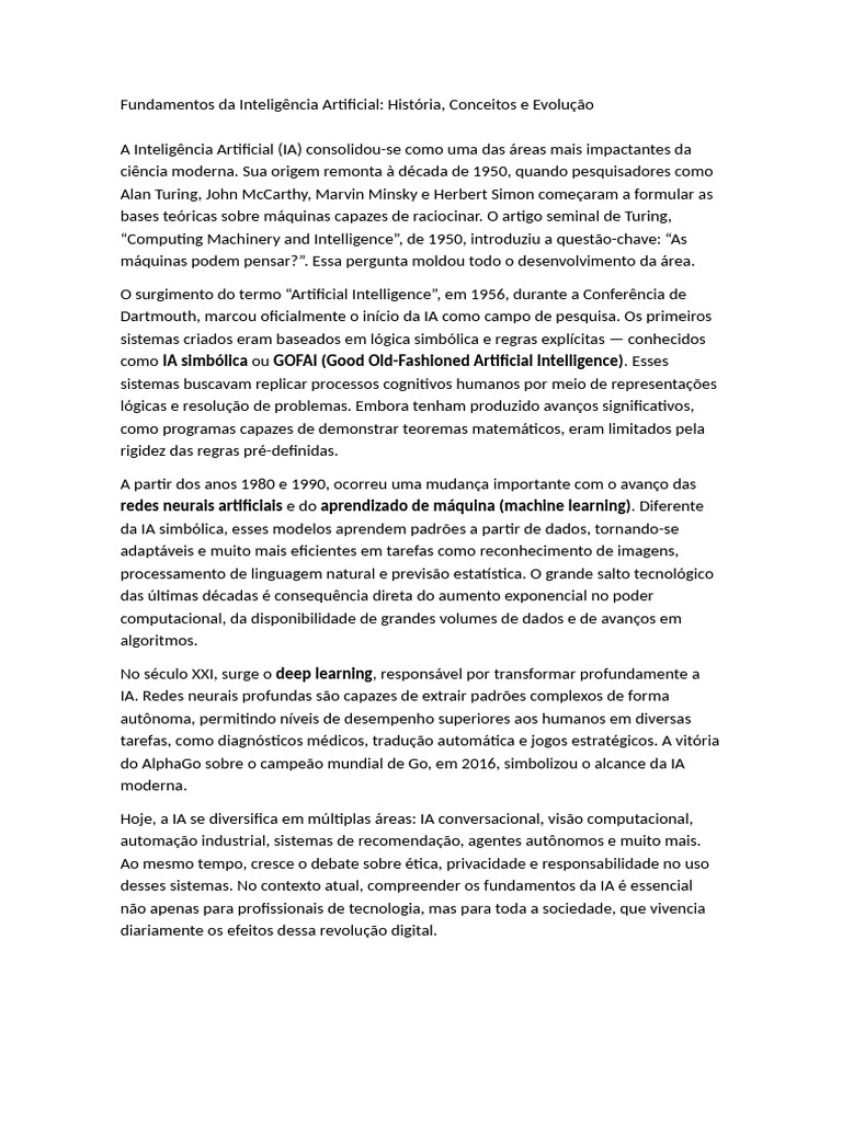 Fundamentos da Inteligência Artificial | PDF | Inteligência artificial ...