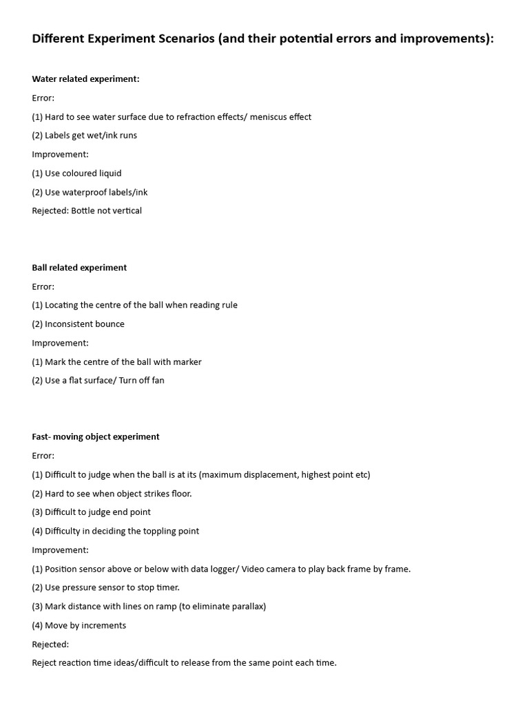 Experiment Errors and Improvements Guide | PDF | Heat Transfer ...