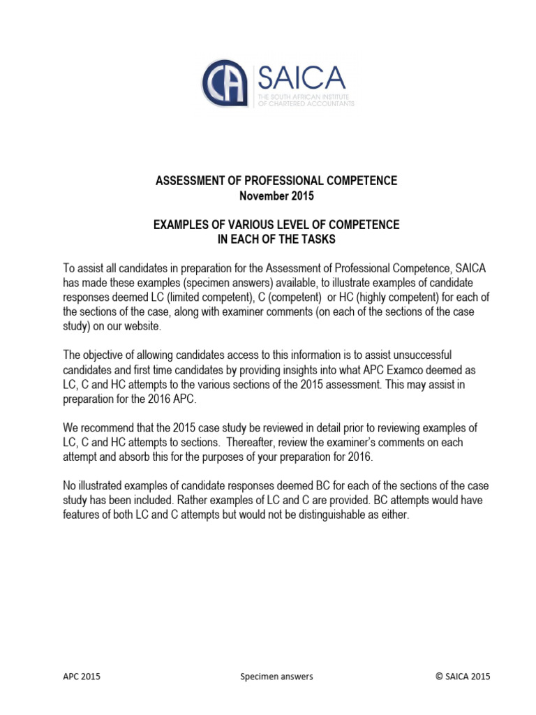 APC 2015 Specimen Answers for Tax Services | PDF | Capital Budgeting ...