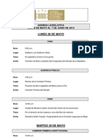 Agenda Legislativa - 28 de mayo al 1 de junio de 2012