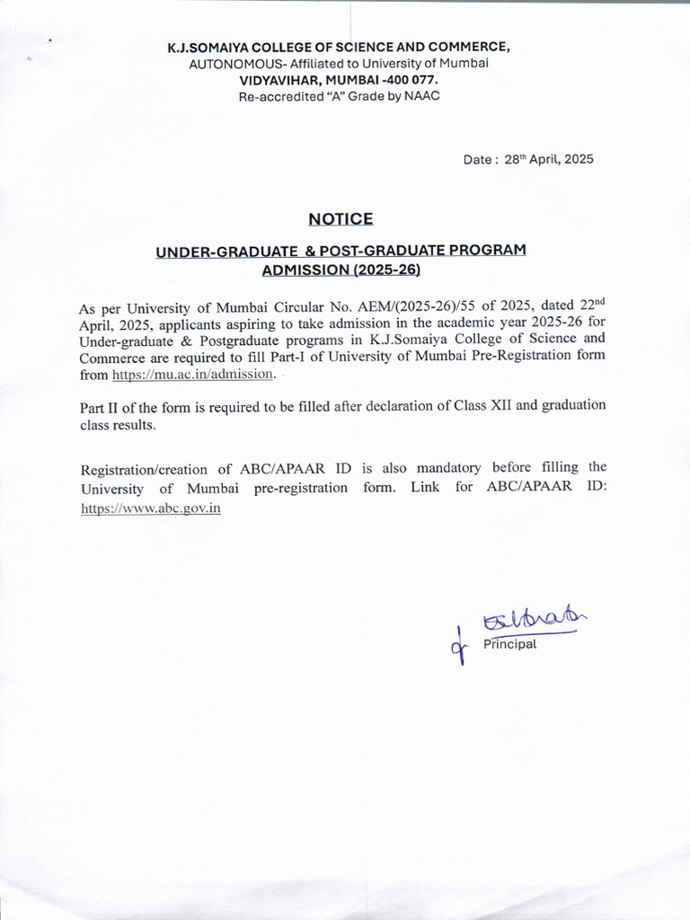 Admission Notice | PDF