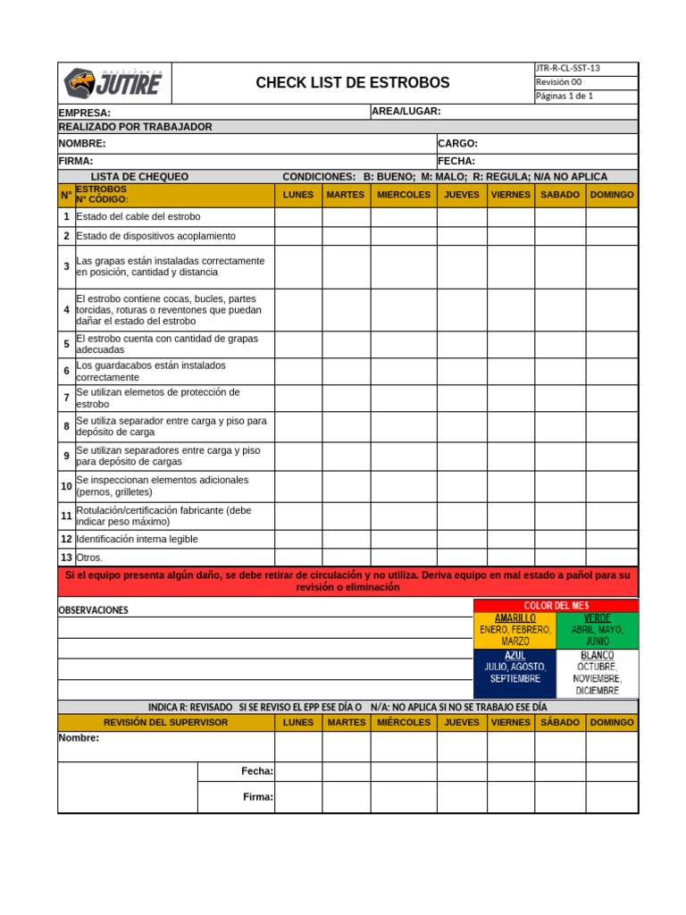 Checklist de Inspección de Estrobos | PDF