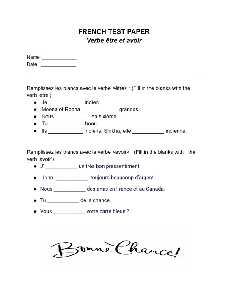 French Test Paper | PDF