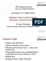 Shaping Music in Performance: Structure, Memory and Shape: AHRC Research Centre For Music As Creative Practice