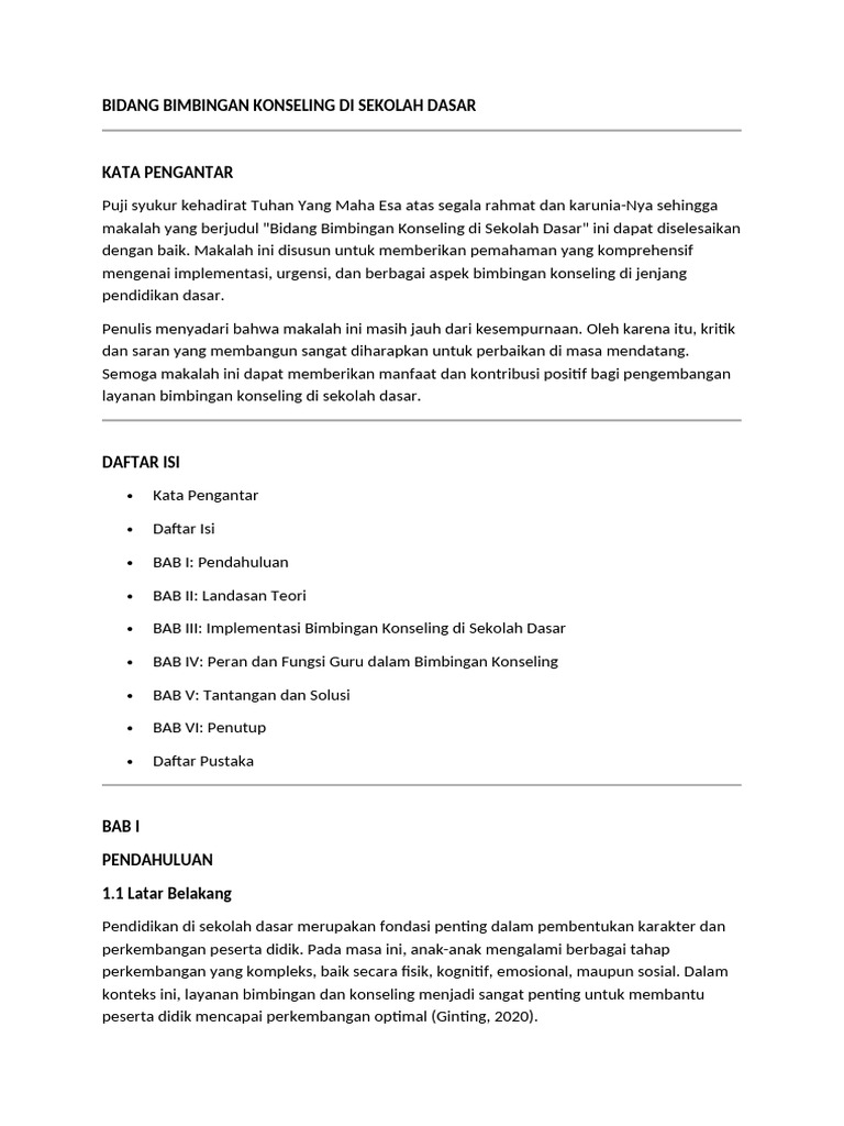 Bimbingan Konseling di Sekolah Dasar | PDF