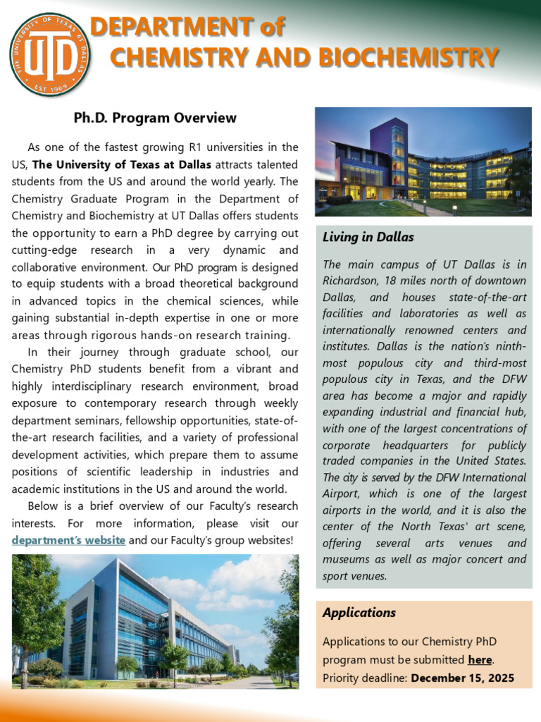 UTD Chemistry Graduate Program | PDF | University Of Texas At Dallas ...