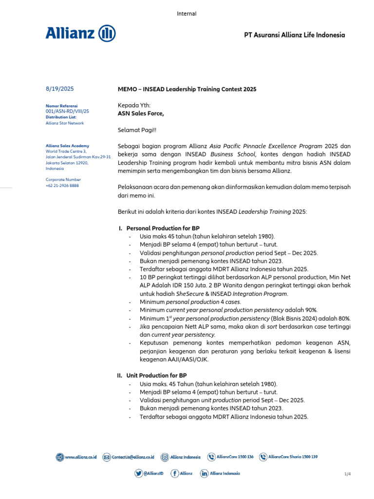 Kontes Pelatihan Kepemimpinan INSEAD 2025 | PDF