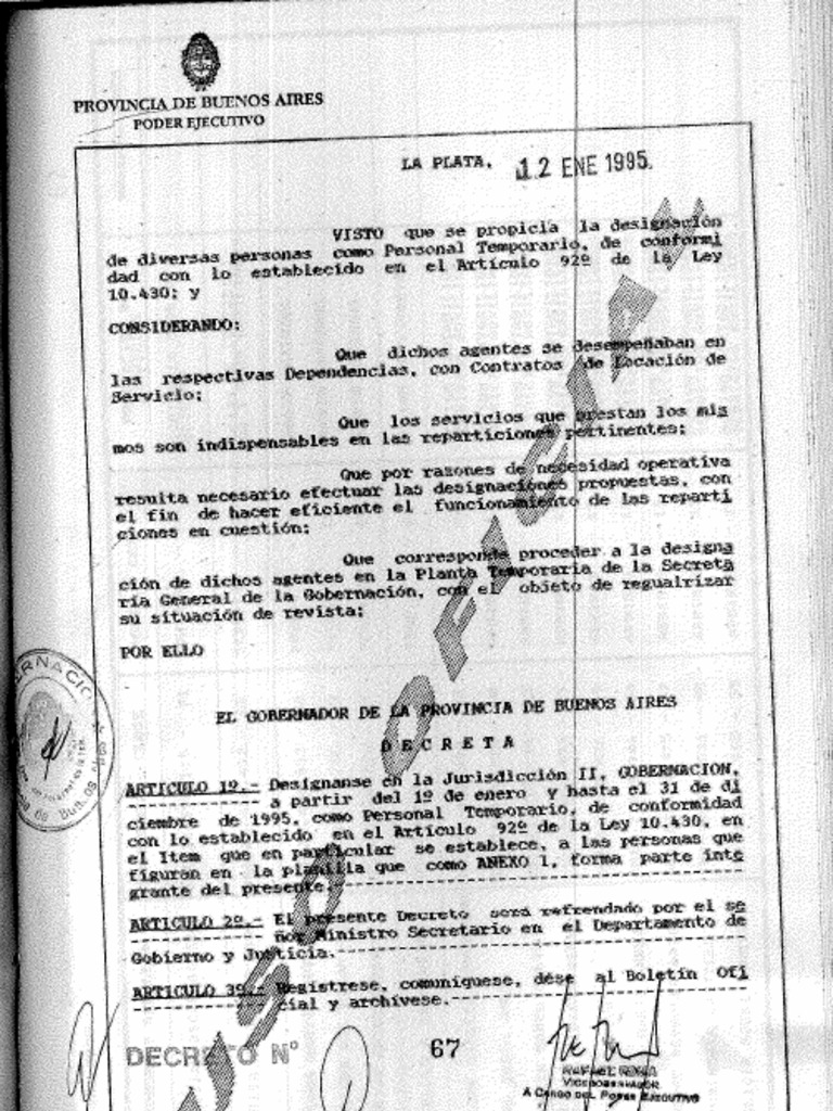 Decreto 67 - 1995 | PDF