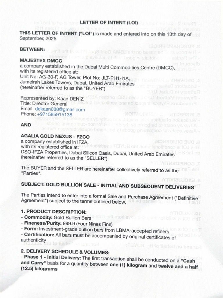 Letter of Intent (Loi) | PDF