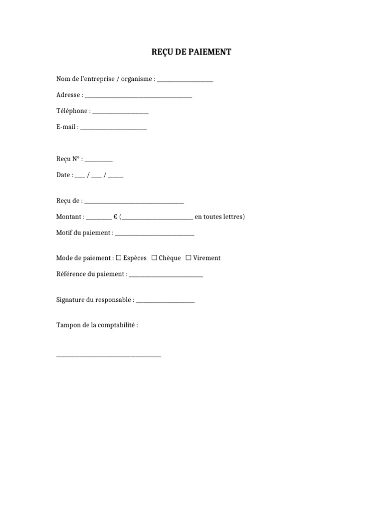Modèle de reçu de paiement standard | PDF