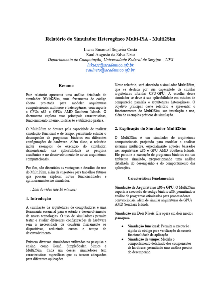 Análise do Simulador Multi2Sim | PDF | Unidade central de processamento ...