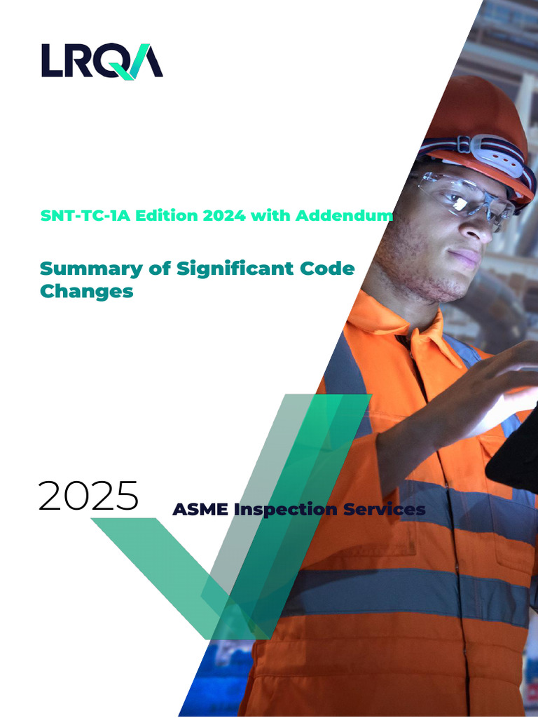 ASME SNT-TC-1A 2024 Code Changes Summary | PDF | Nondestructive Testing