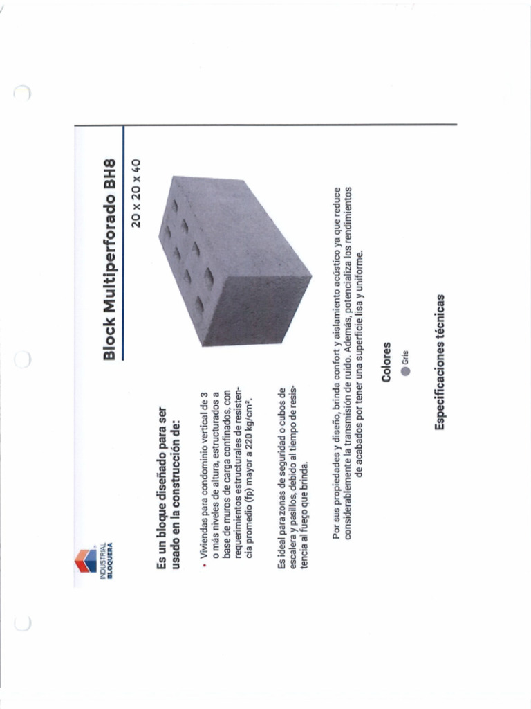 Ficha Tecnica Block Edif Cisterna | PDF