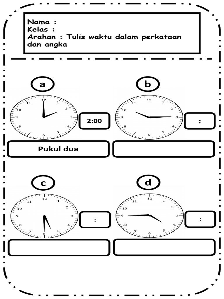 Menulis Waktu dalam Angka dan Kata | PDF