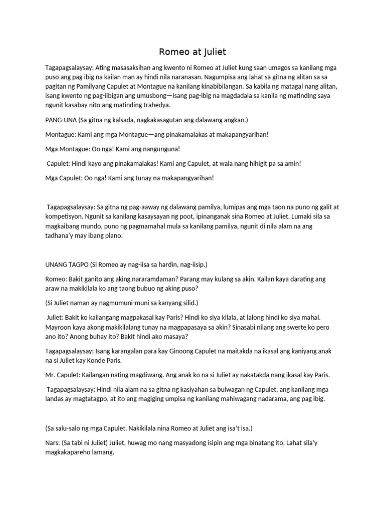 Romeo at Juliet Script Revise 1 | PDF