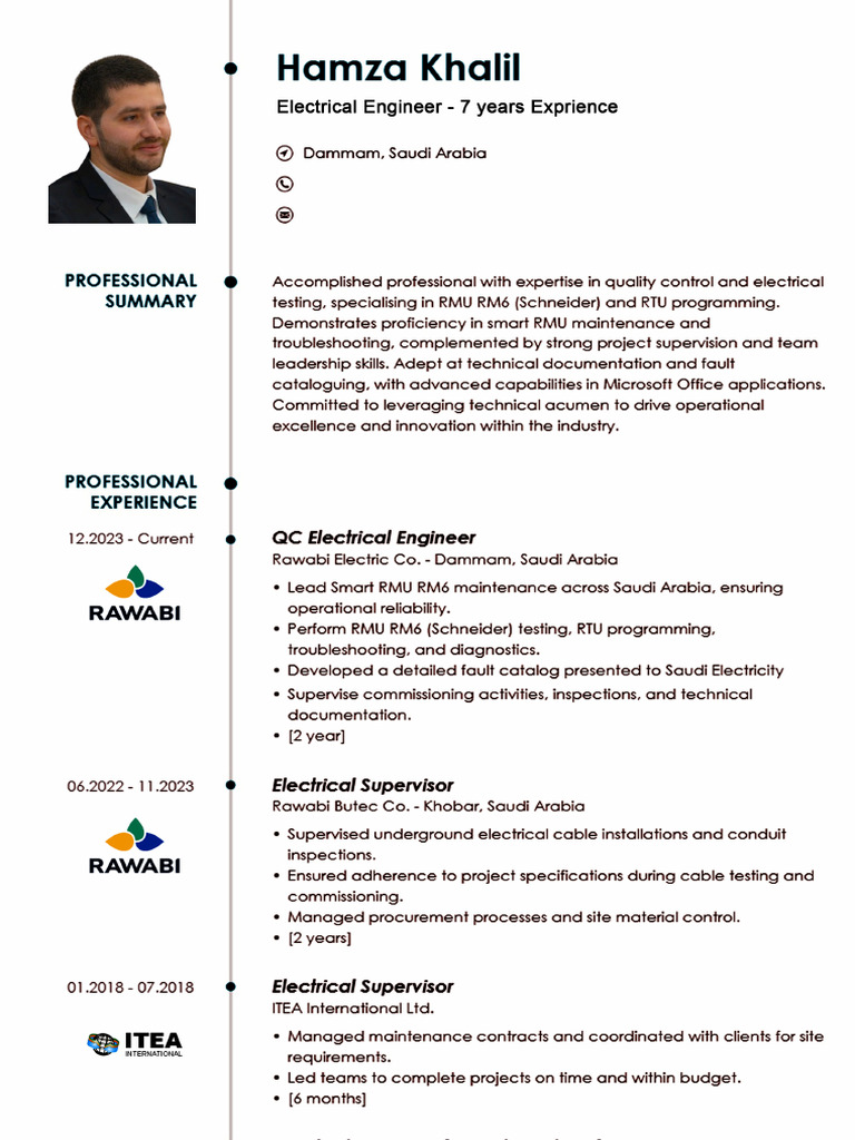 Electrical Engineer - Hamza Khalil | PDF