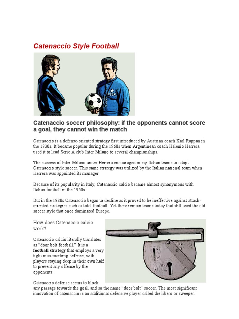 Catenaccio Style Football | Defender (Association Football