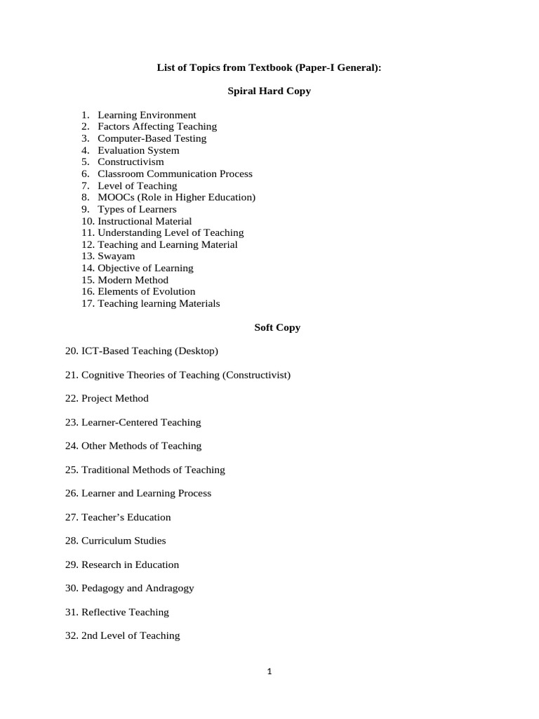 Comprehensive Education Topics Overview | PDF | Learning ...