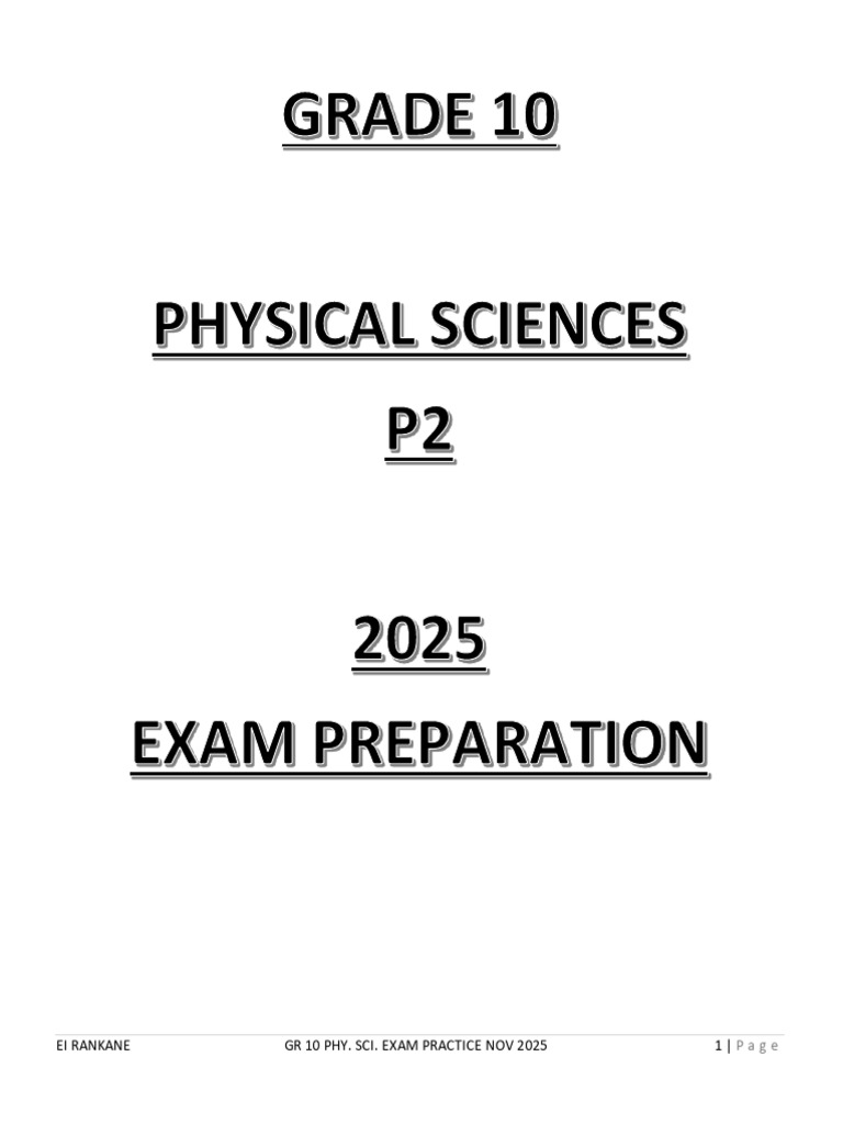 Grade 10 Physics Exam Practice 2025 | PDF