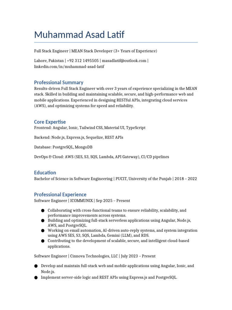 Full Stack Engineer - MEAN Stack Expert | PDF | Amazon Web Services ...