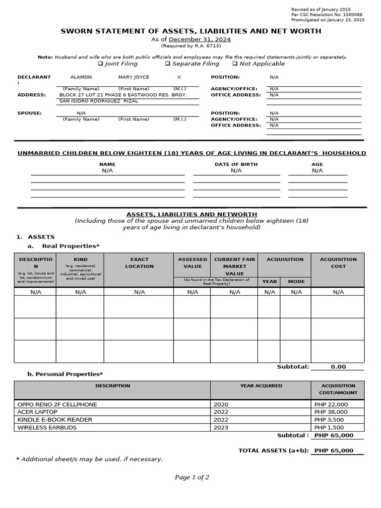 Statement of LiabilIties-Alamon (1) | PDF