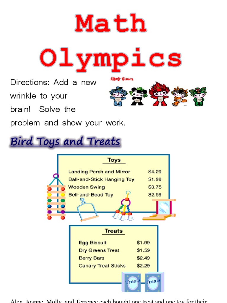 4th Grade Math Olympics Problems | PDF | Leisure
